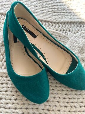 Women's Teal Felt Ballet Flats
